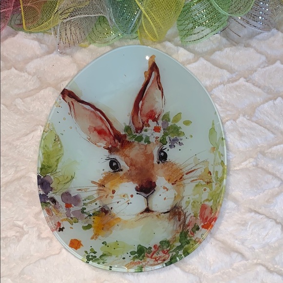 BEAUTIFUL OVAL PLATTER W RABBIT & FLOWERS (1 PLAT) - Picture 5 of 6